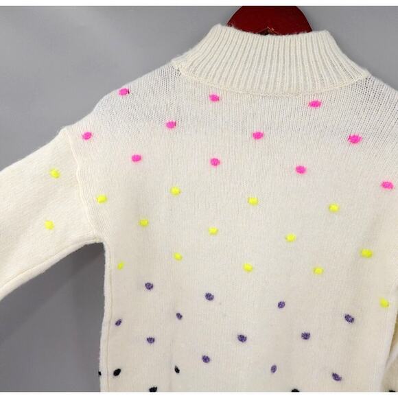 Loft Bobble Sweater Womens XXS Cream Gradient Polka Dot Knit Mock Neck 80s Retro - Picture 9 of 16